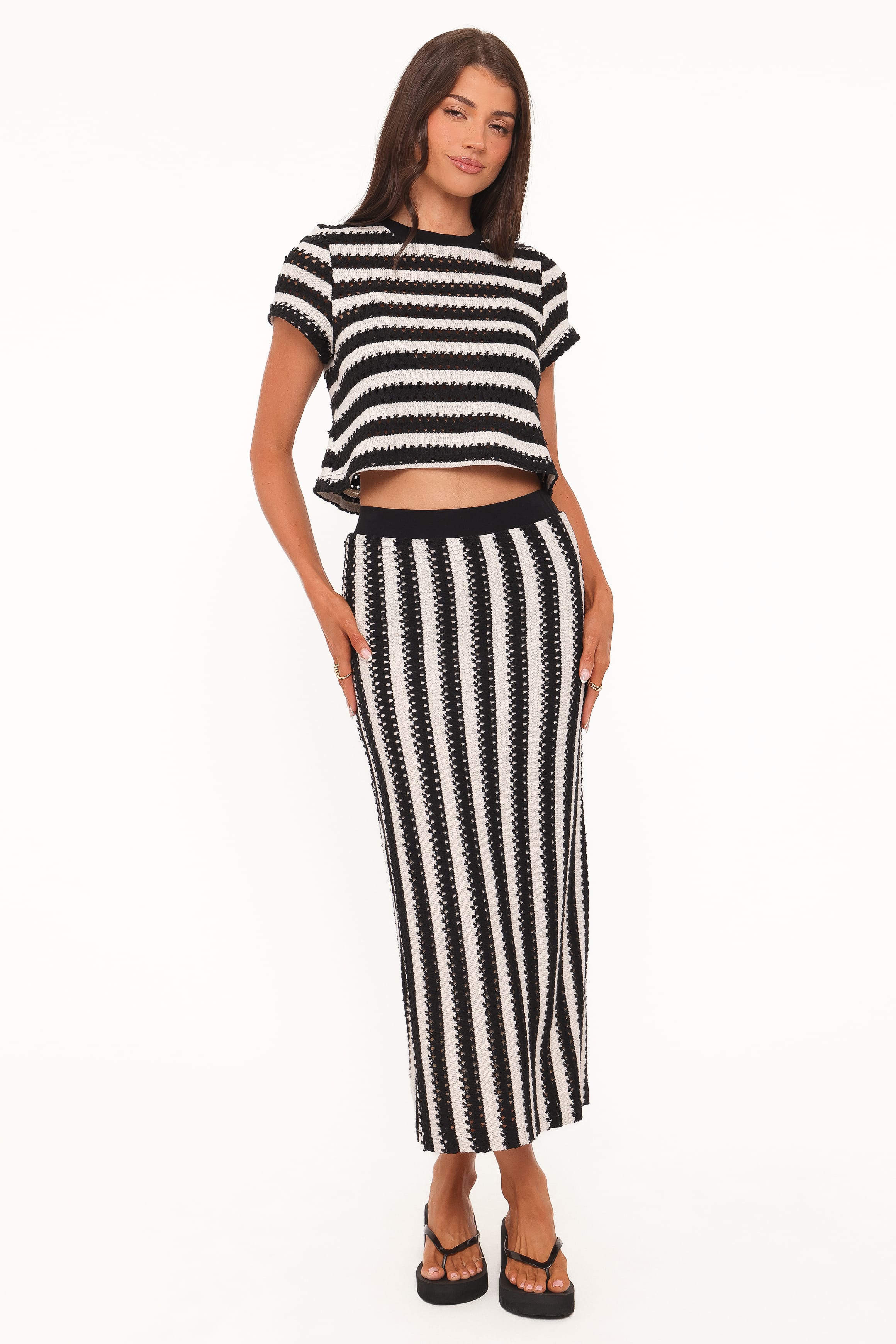 SETS Jaden Knit Skirt Set - Black/White Stripe