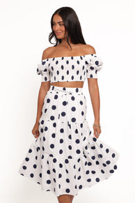 SETS Jenny Midi Skirt Set - Navy Polka Dot