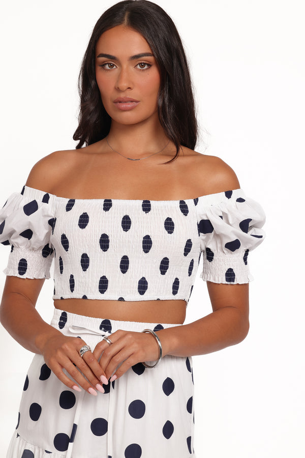 SETS Jenny Midi Skirt Set - Navy Polka Dot