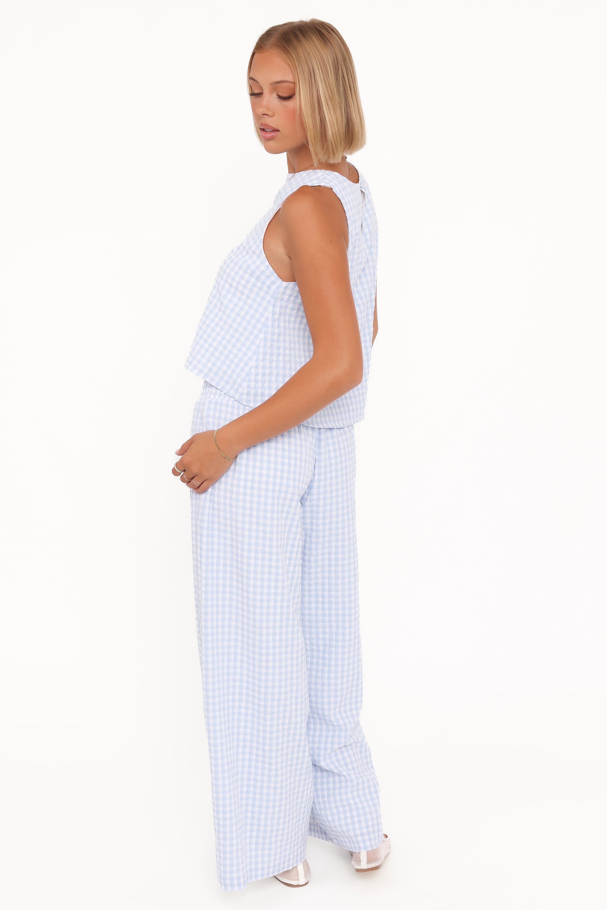 SETS Jillian Smocked Pant Set - Blue Gingham