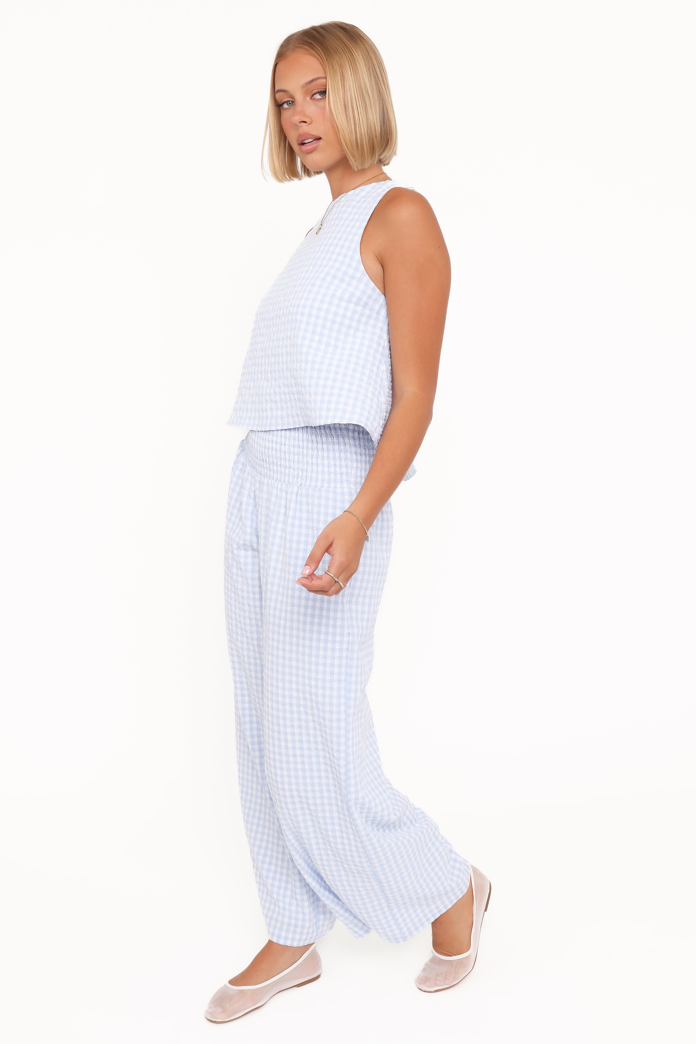 SETS Jillian Smocked Pant Set - Blue Gingham