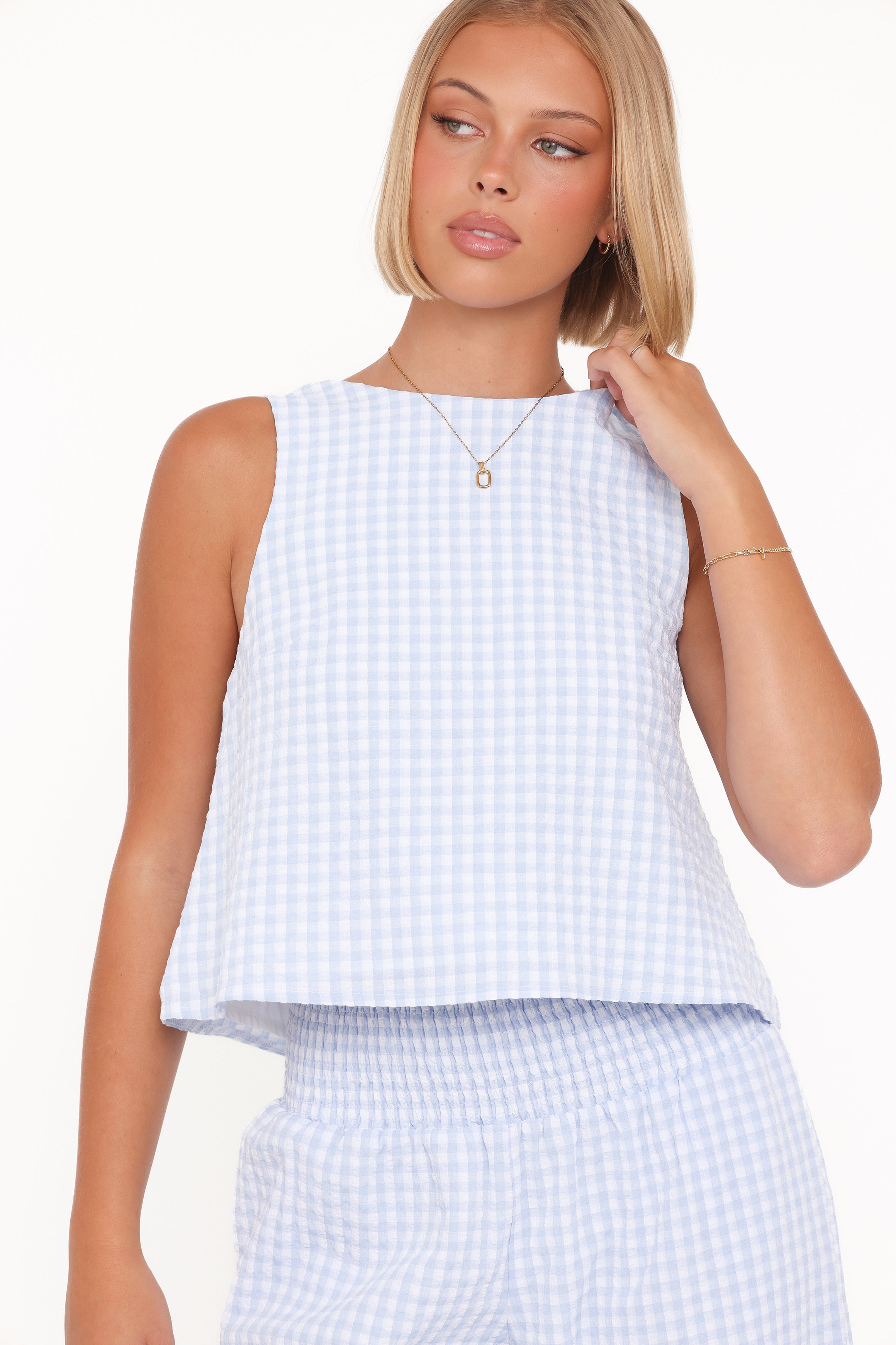 SETS Jillian Smocked Pant Set - Blue Gingham