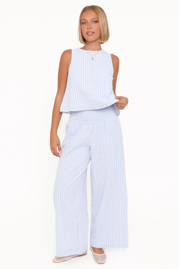 SETS Jillian Smocked Pant Set - Blue Gingham