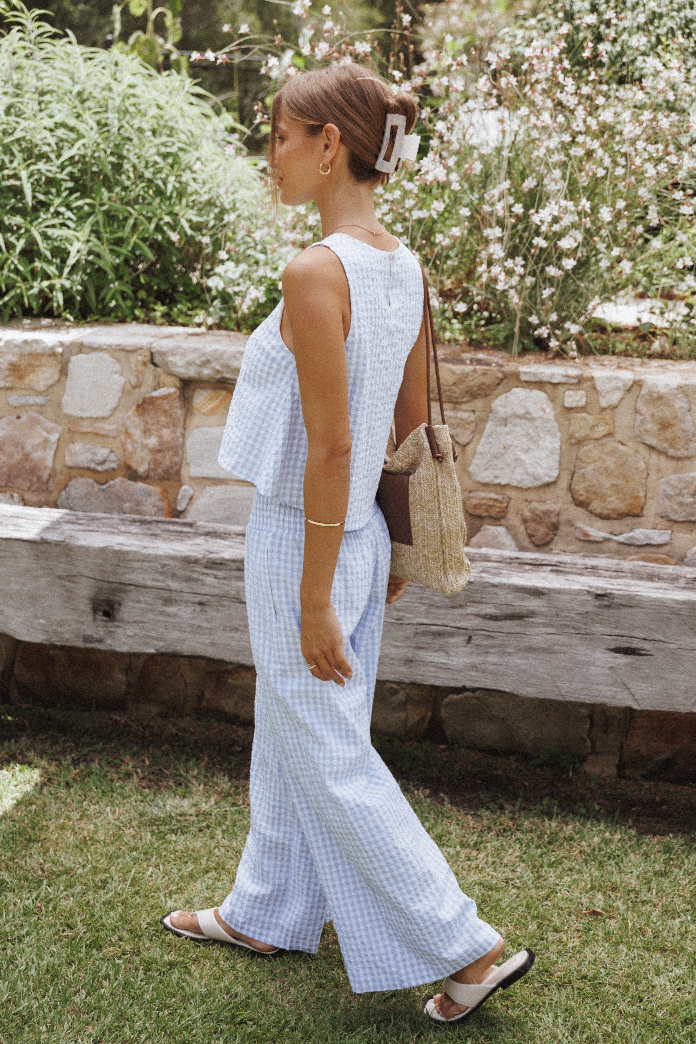 SETS Jillian Smocked Pant Set - Blue Gingham