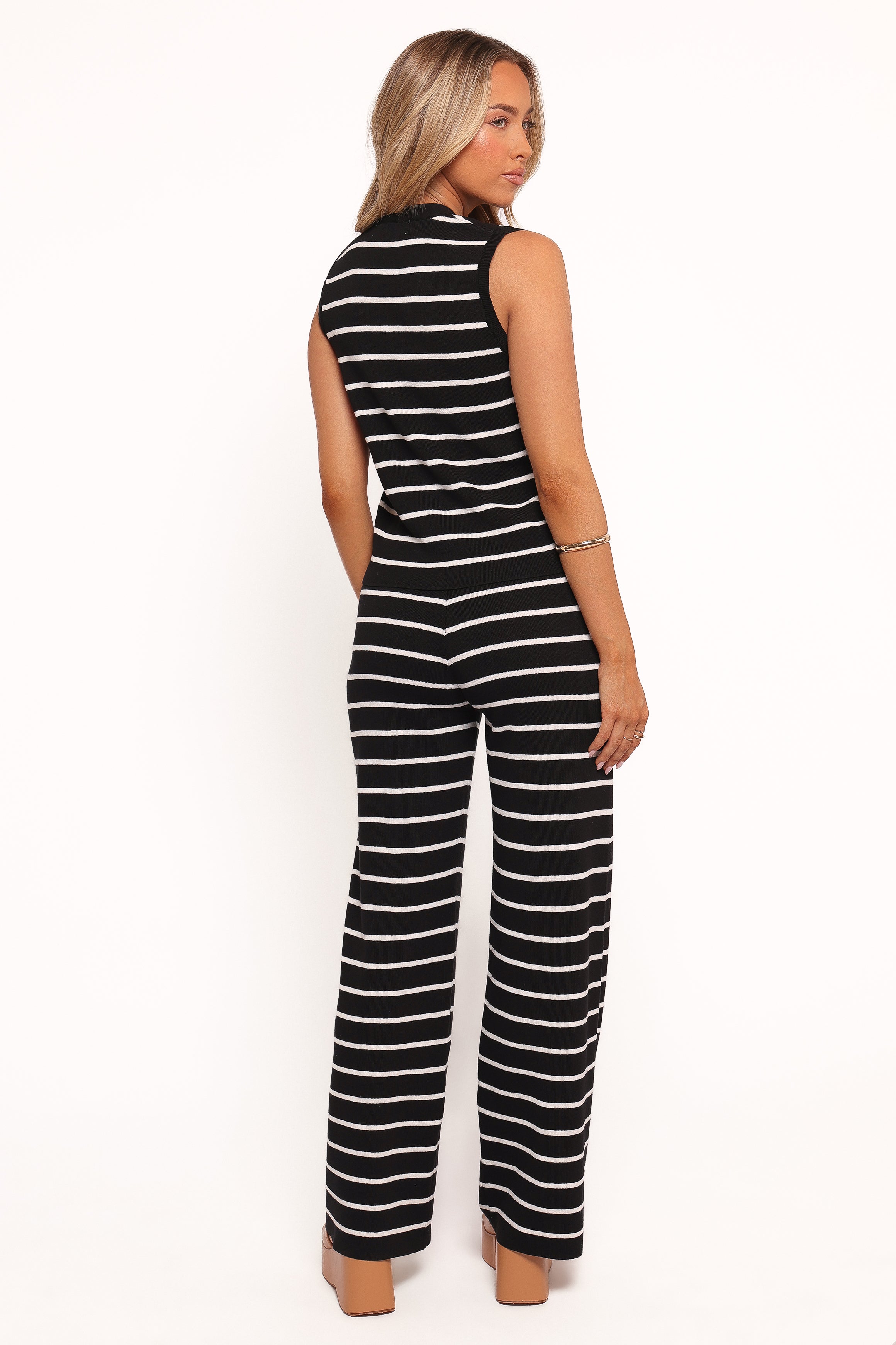 SETS Juna Knitted Pant Set - Black White Stripe