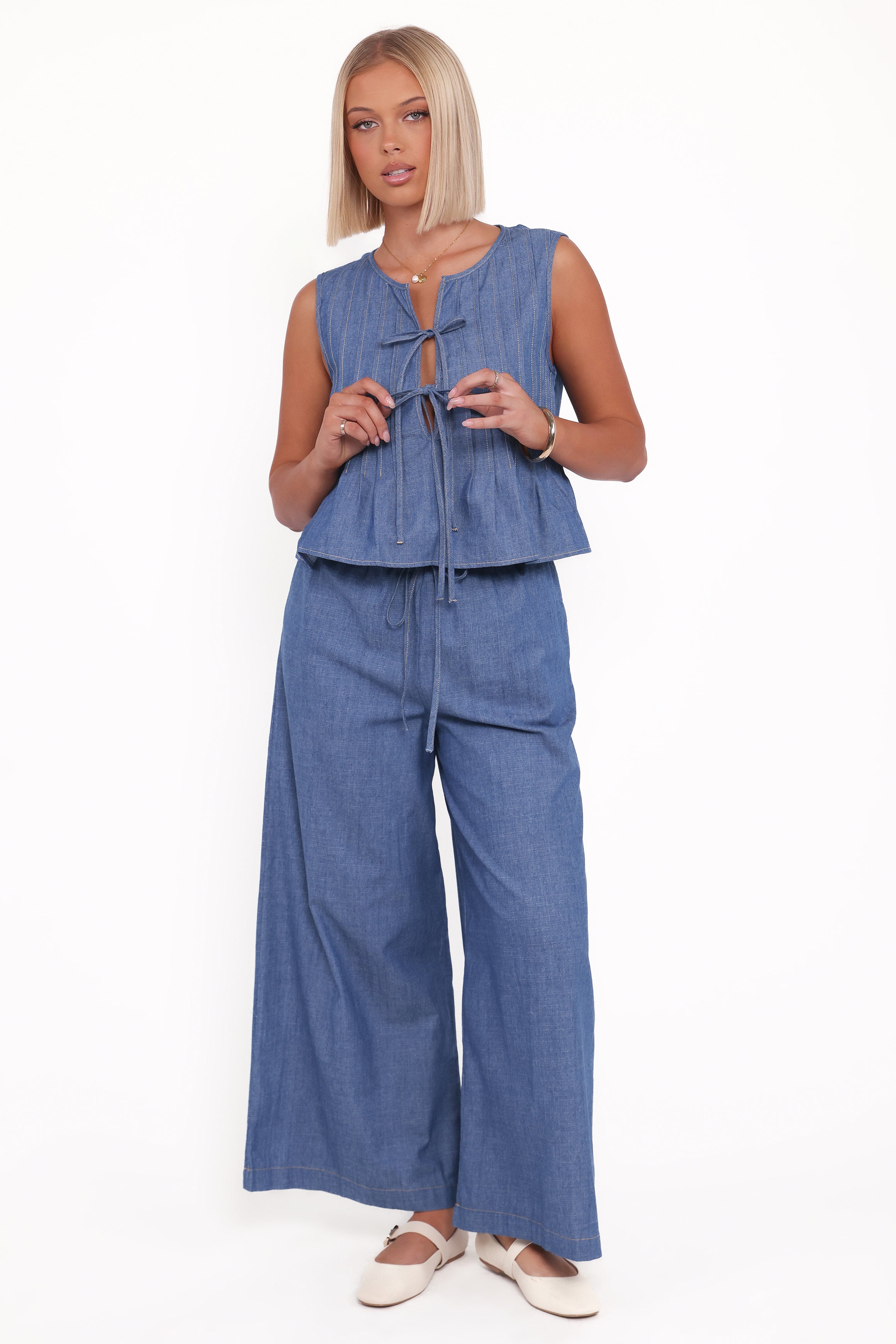 SETS Karla Denim Pant Set - Dark Blue