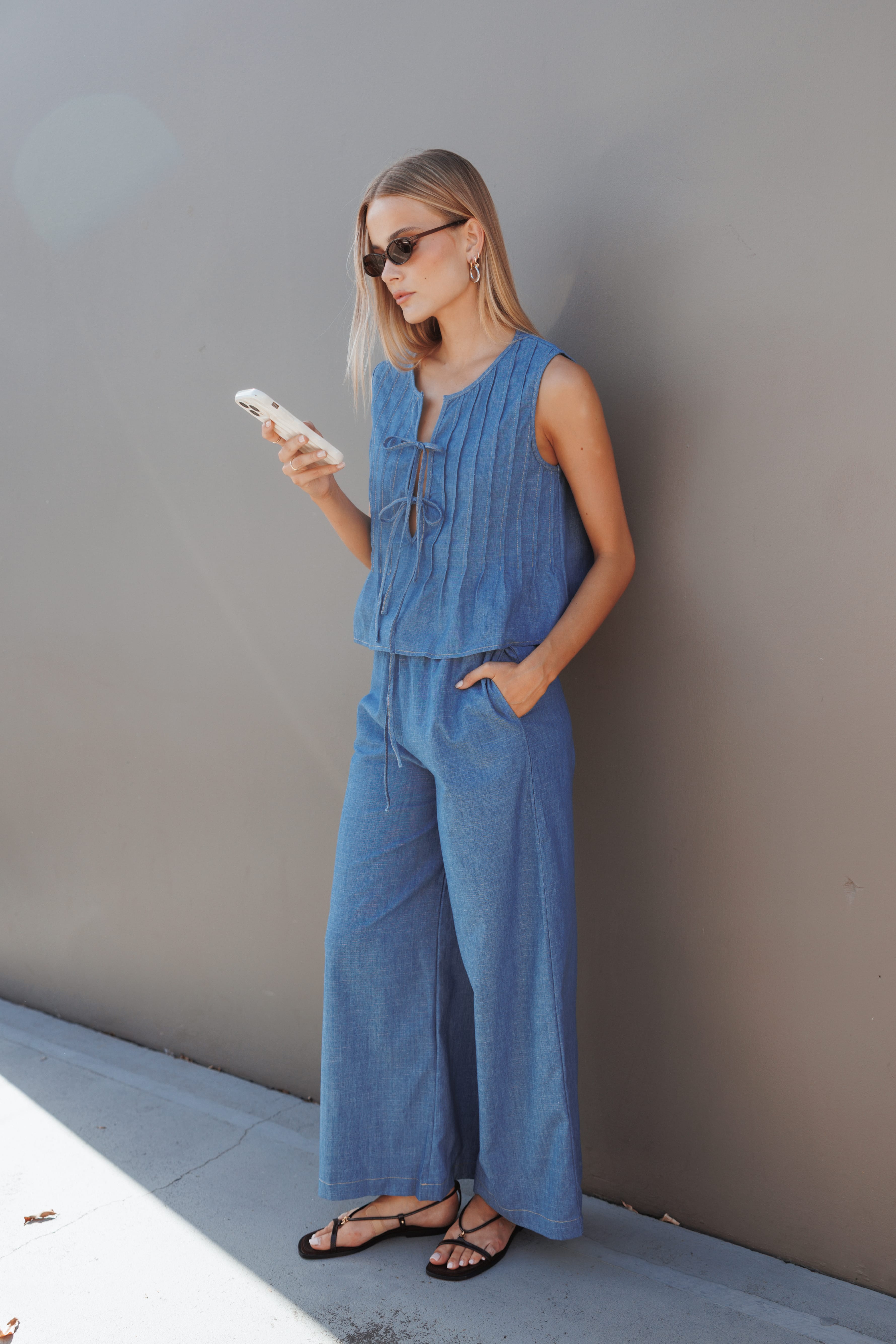 SETS Karla Denim Pant Set - Dark Blue