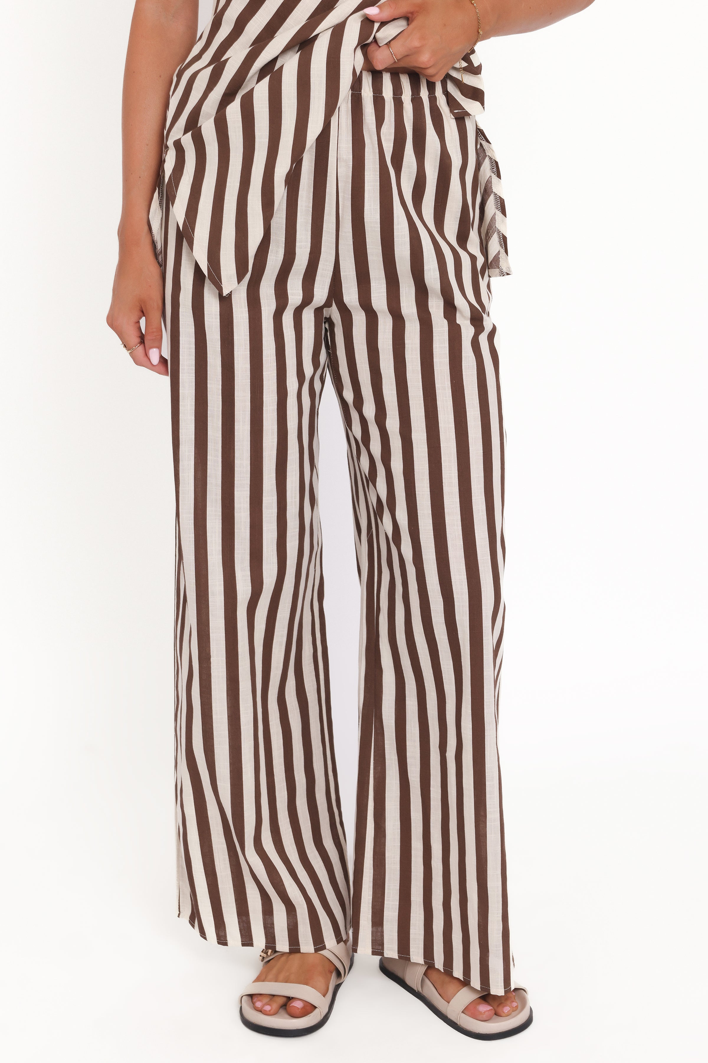 SETS Kim Pant Set - Brown Stripe