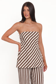 SETS Kim Pant Set - Brown Stripe