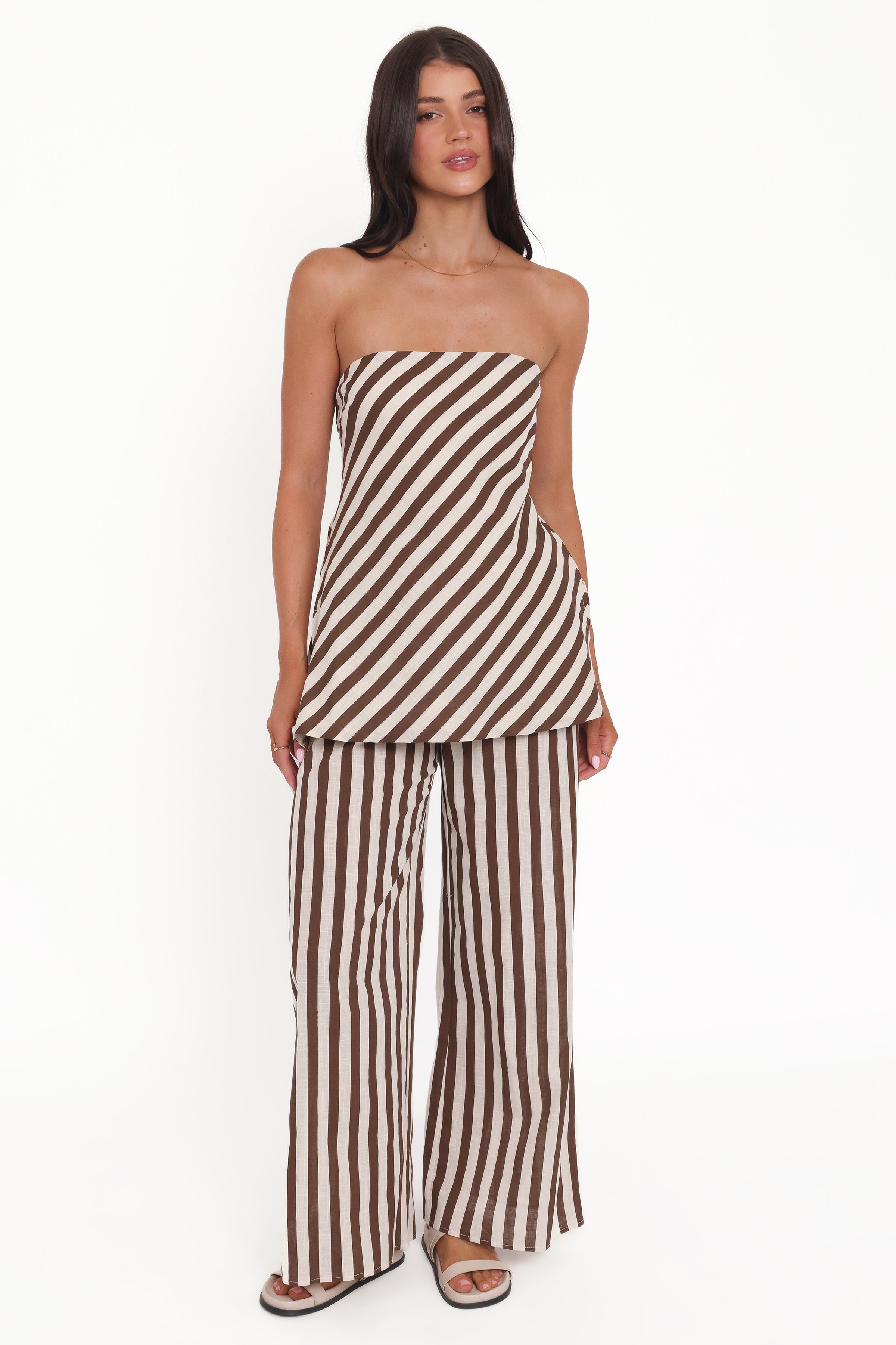 SETS Kim Pant Set - Brown Stripe