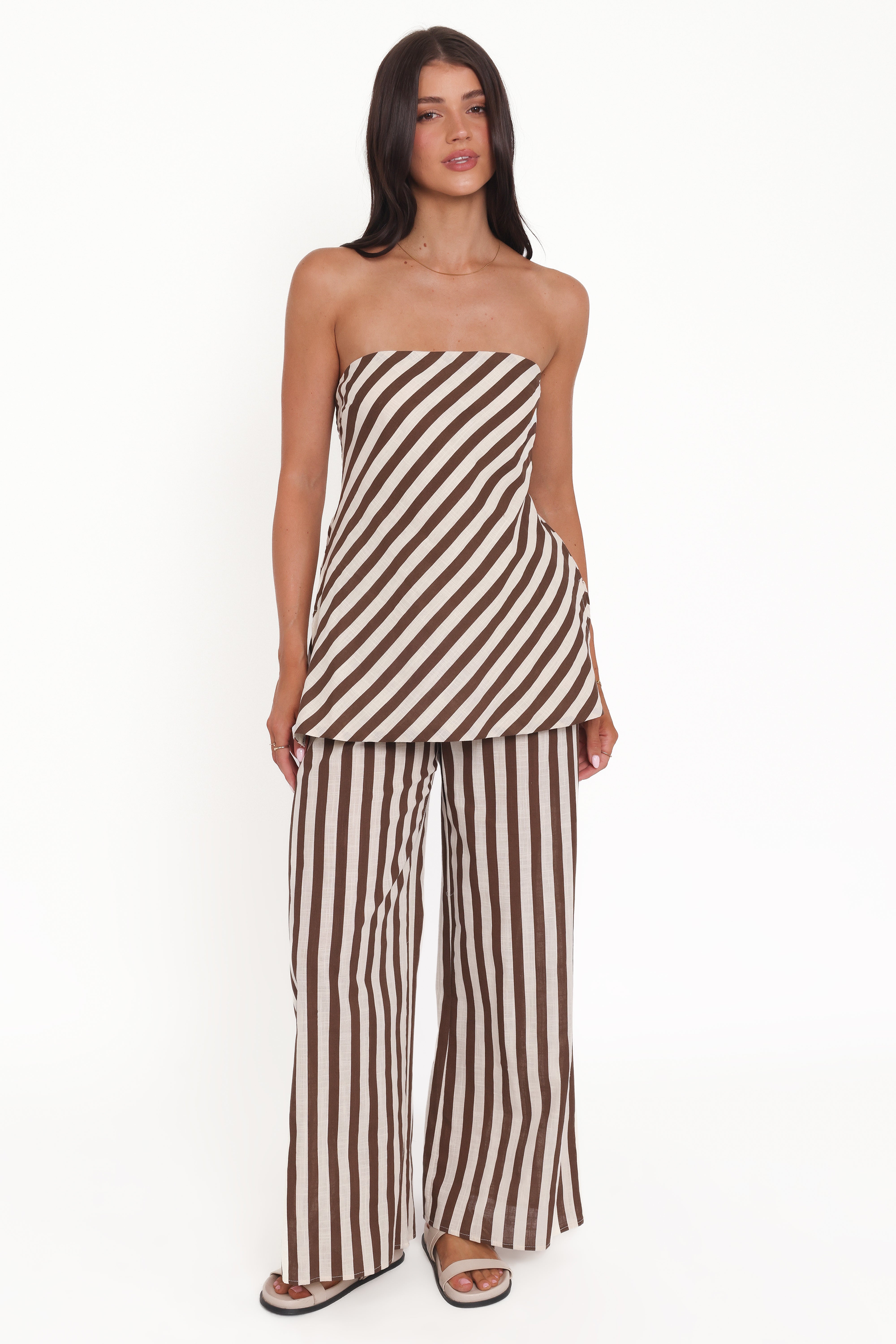 SETS Kim Pant Set - Brown Stripe