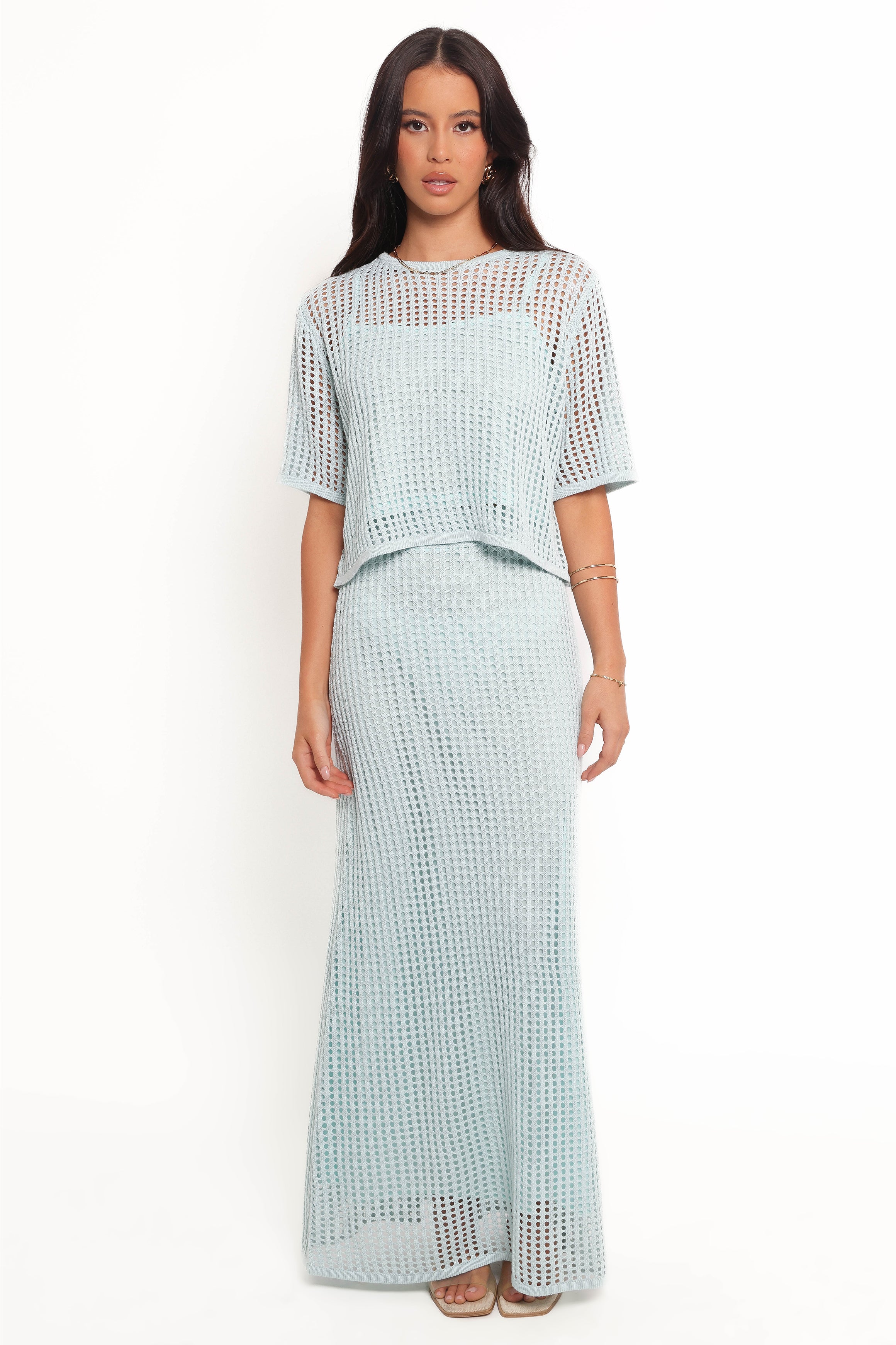 SETS @Kinnie Knit Skirt Set - Light Blue