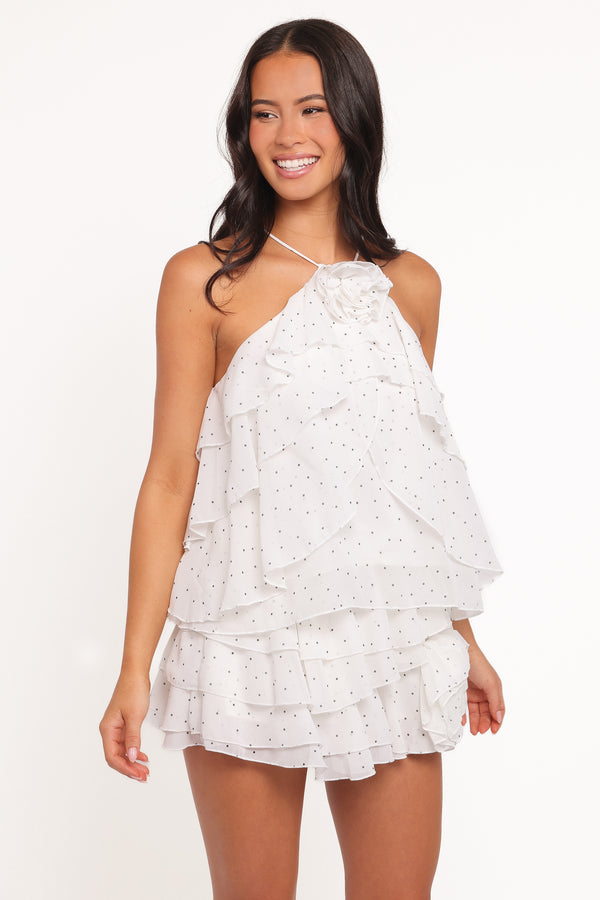 SETS Kit Ruffled Skort Set - White Polka Dot