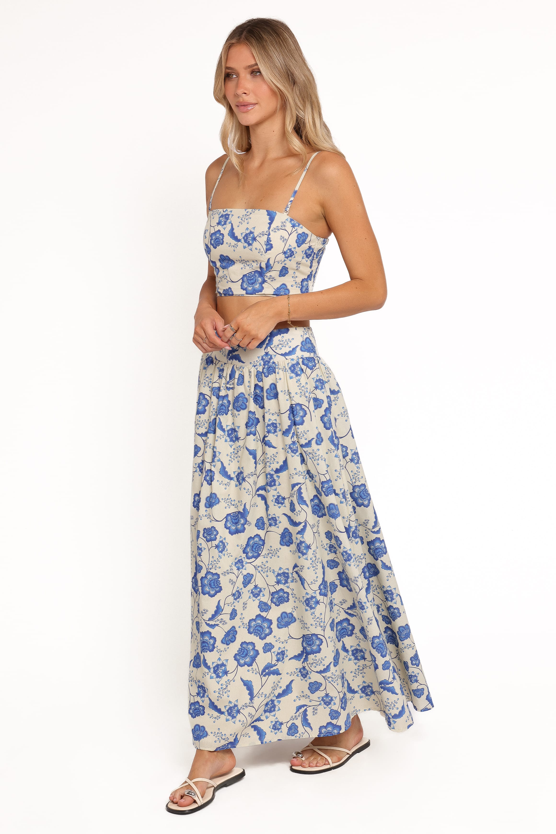 SETS Kristy Maxi Skirt Set - Cream Floral