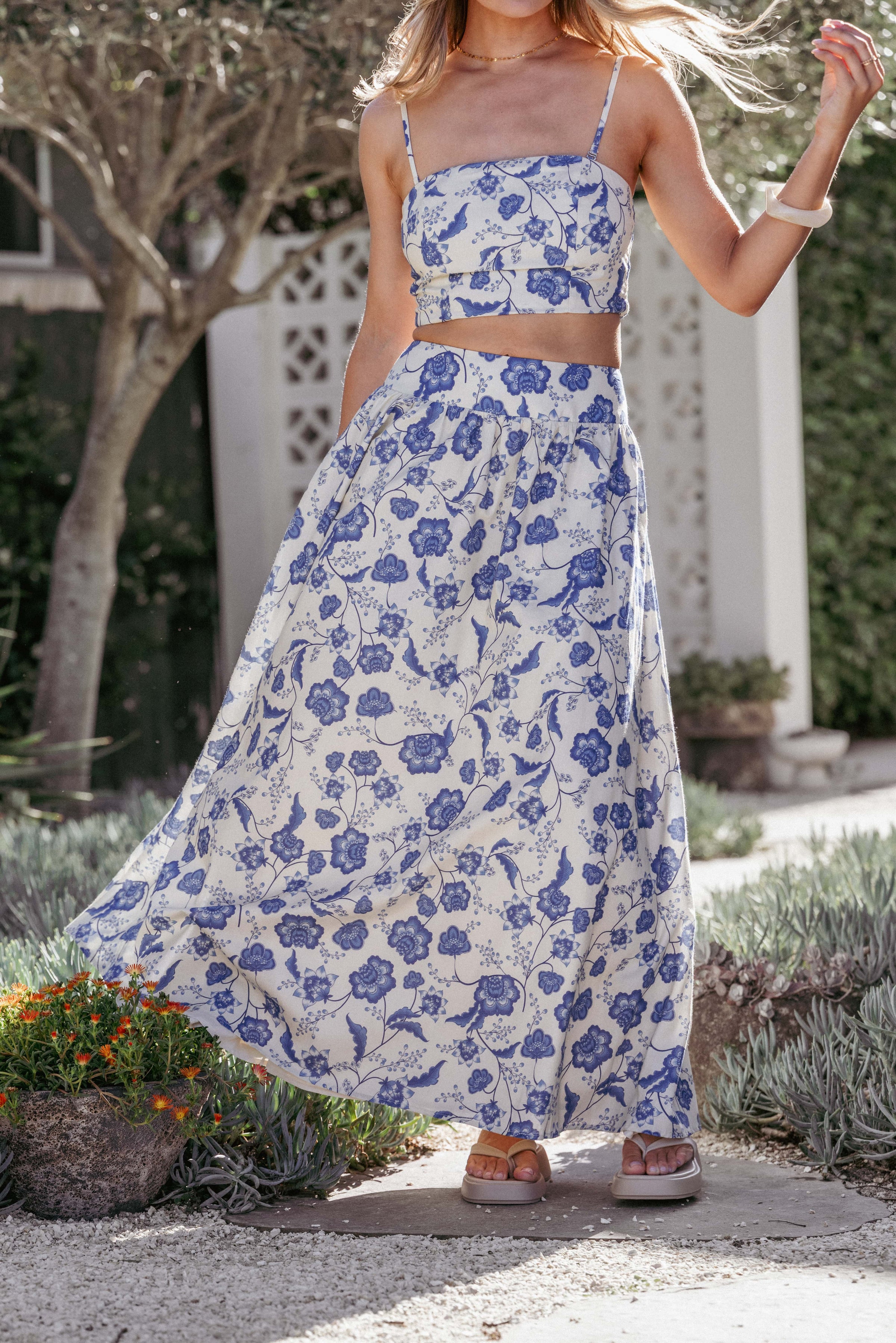 SETS Kristy Maxi Skirt Set - Cream Floral