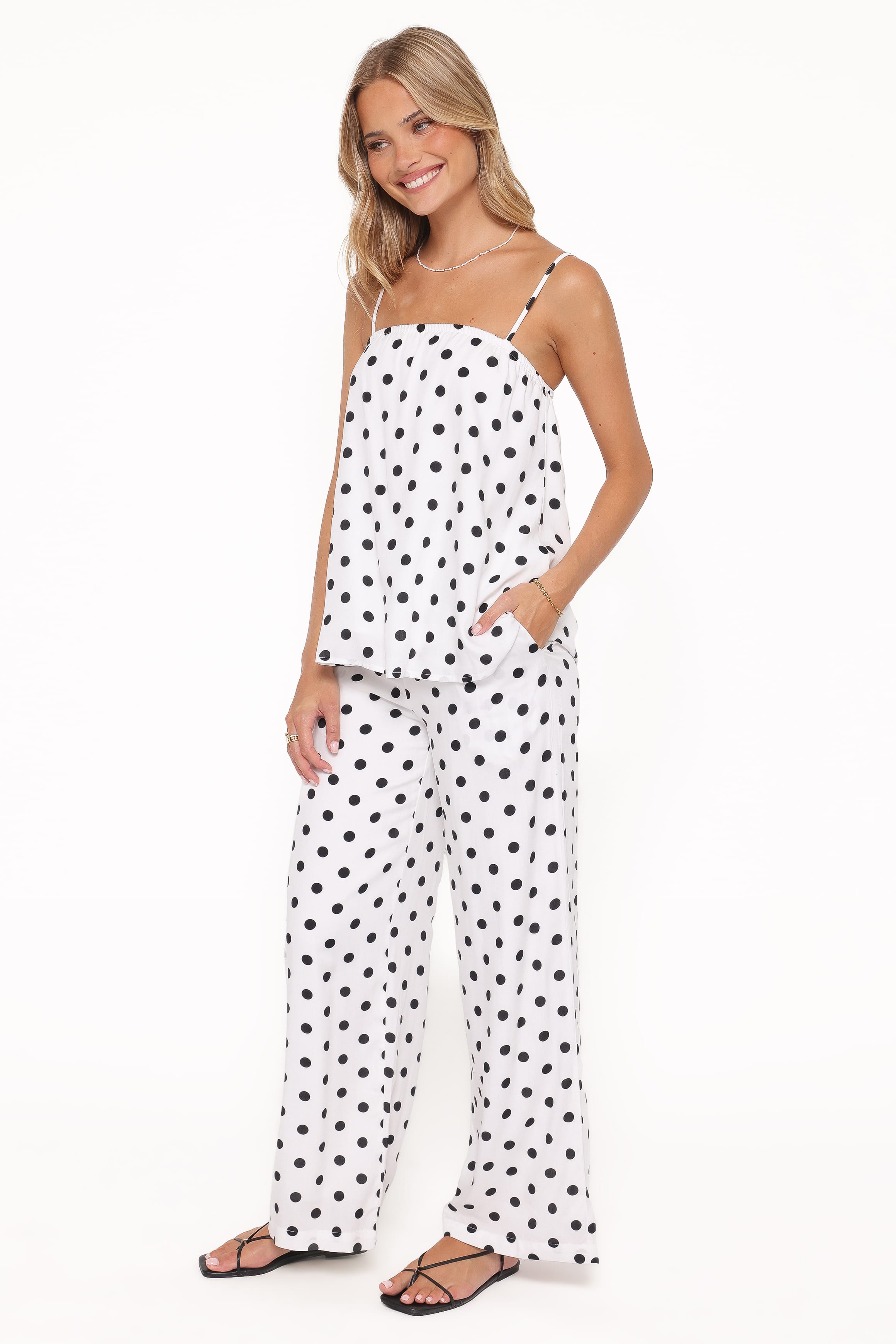 SETS Kristy Pant Set - White/Black Polka Dot