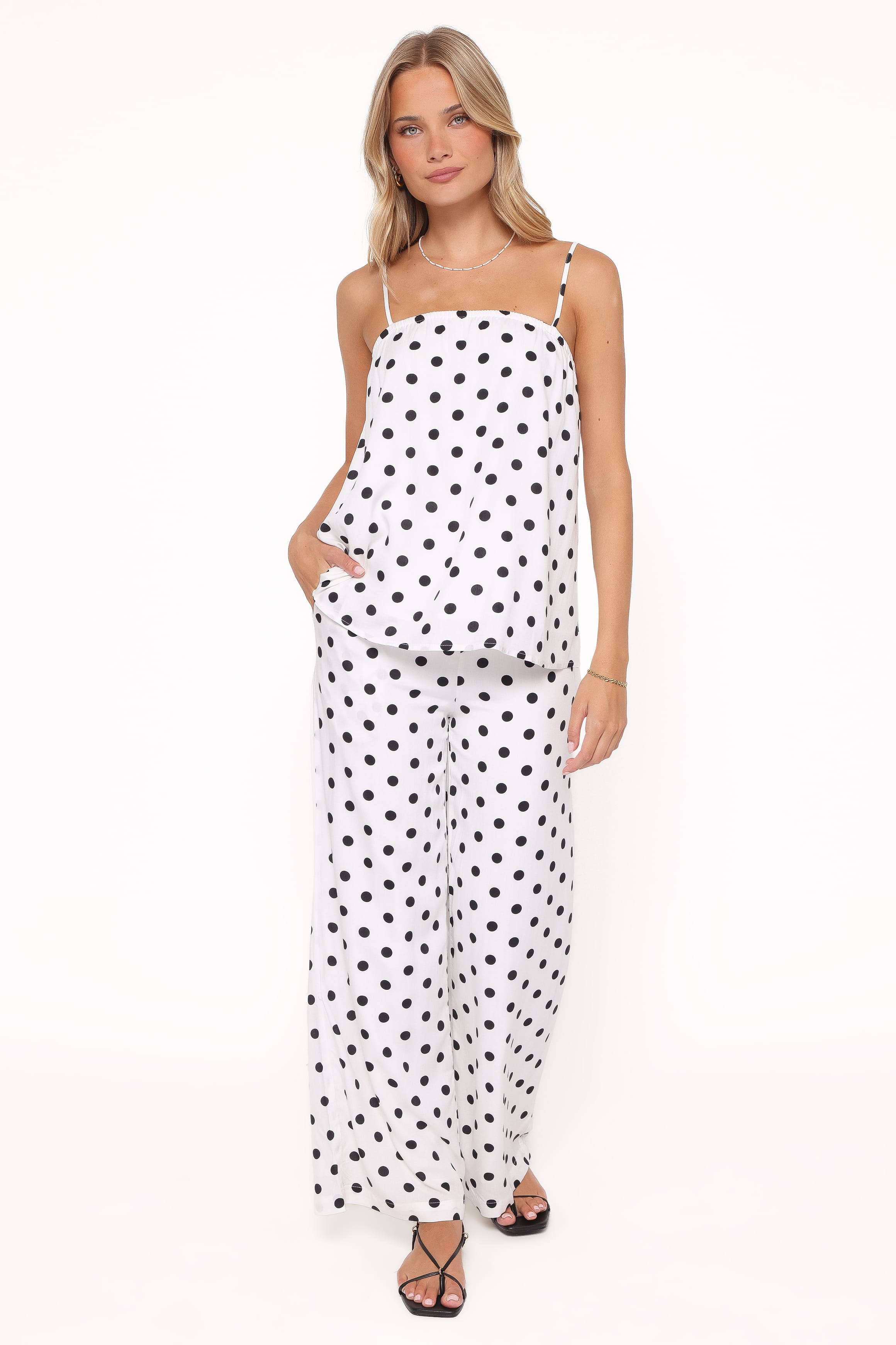 SETS Kristy Pant Set - White/Black Polka Dot