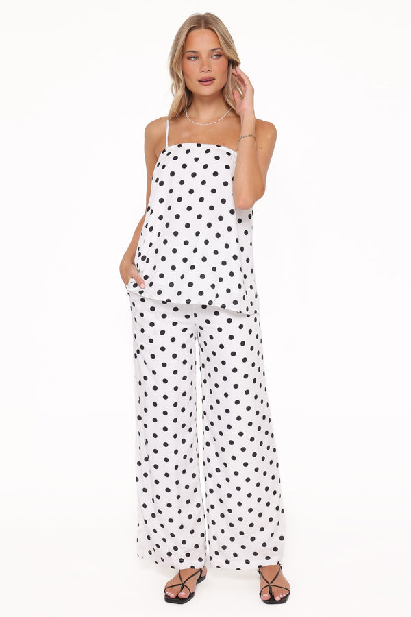 SETS Kristy Pant Set - White/Black Polka Dot