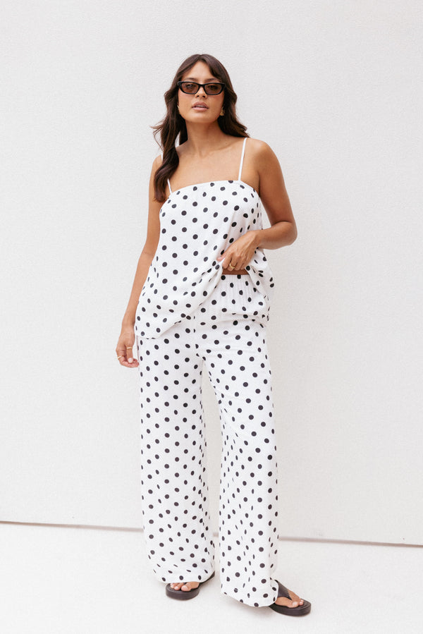 SETS Kristy Pant Set - White/Black Polka Dot
