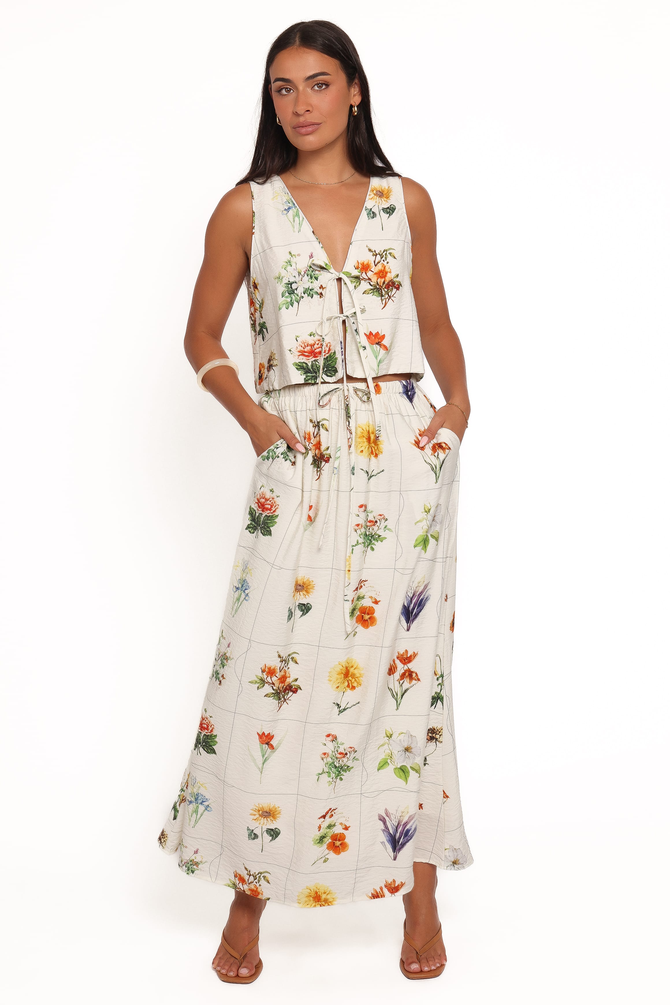 SETS Leila Maxi Skirt Set - White Floral
