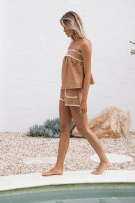 SETS Lila Short Set - Tan White