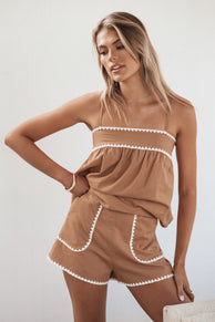 SETS Lila Short Set - Tan White