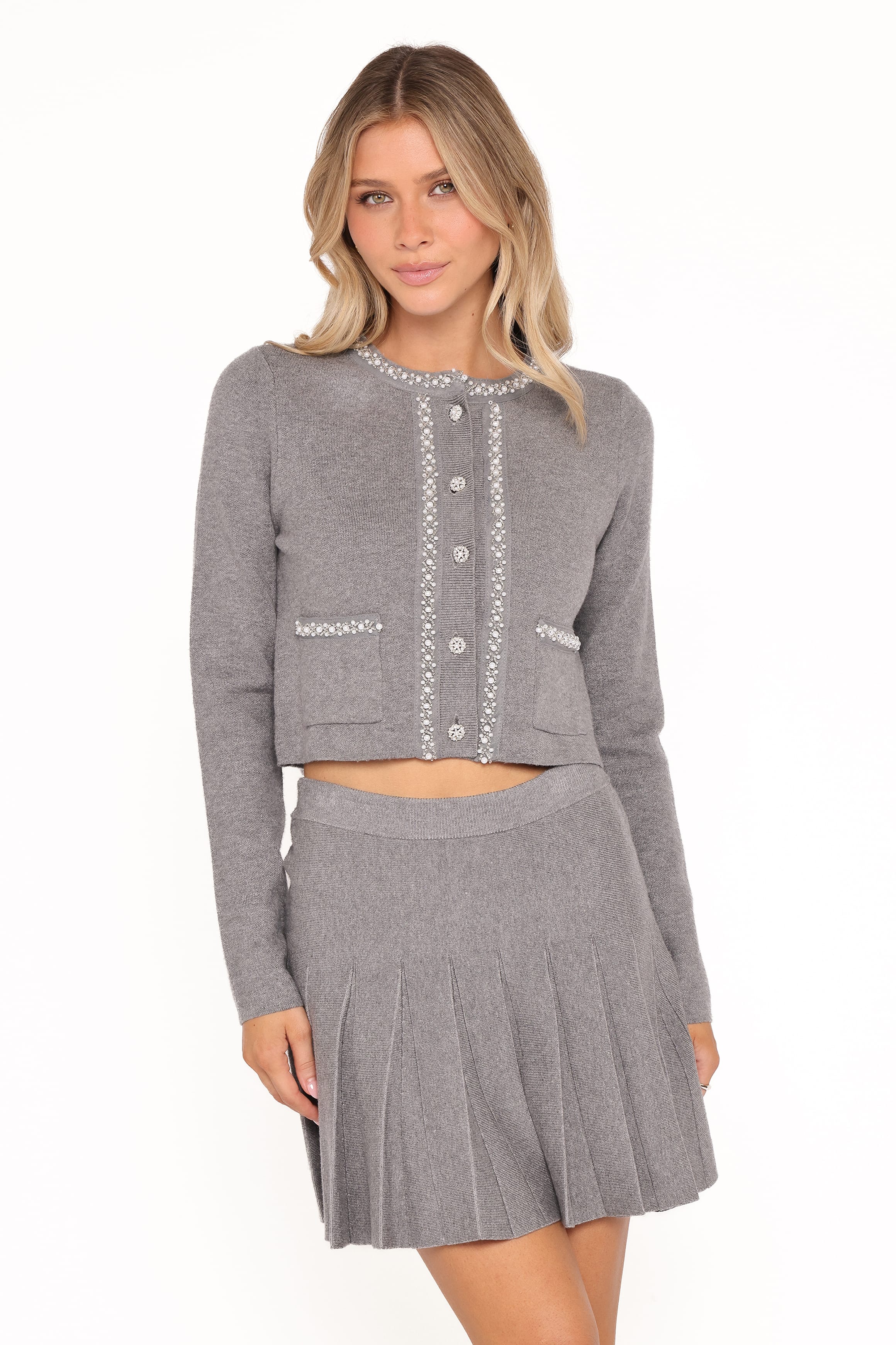 SETS Lumi Pleated Skirt Sweater Set - Grey