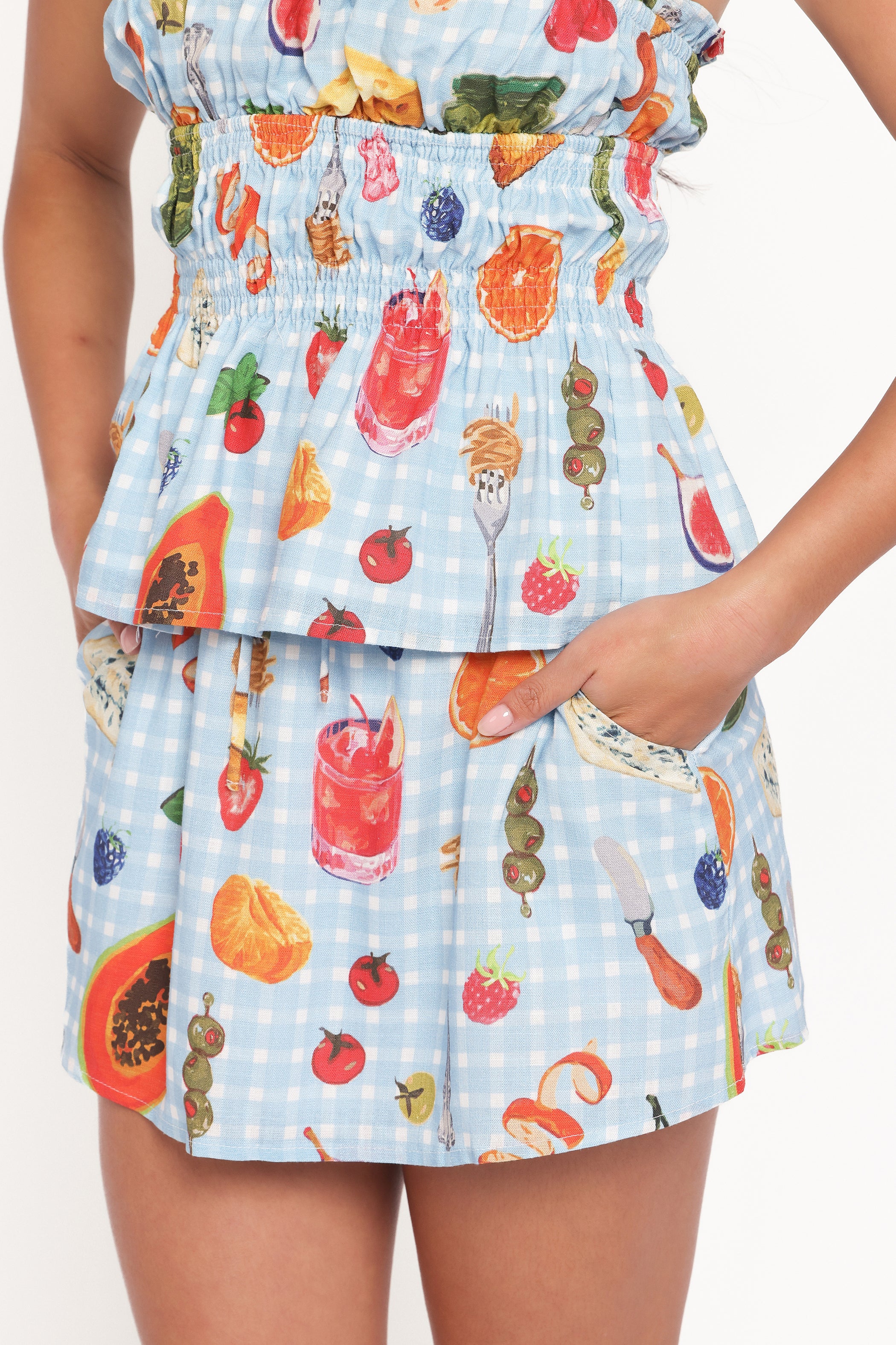SETS Luna Skirt Set - Blue Picnic Print
