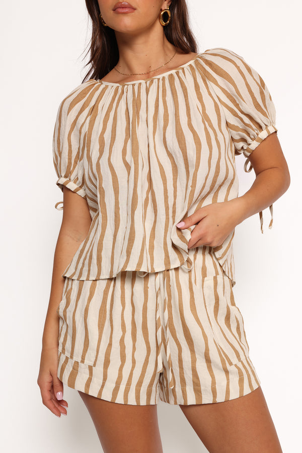 SETS Maggie Two Piece Set - White Tan Stripe