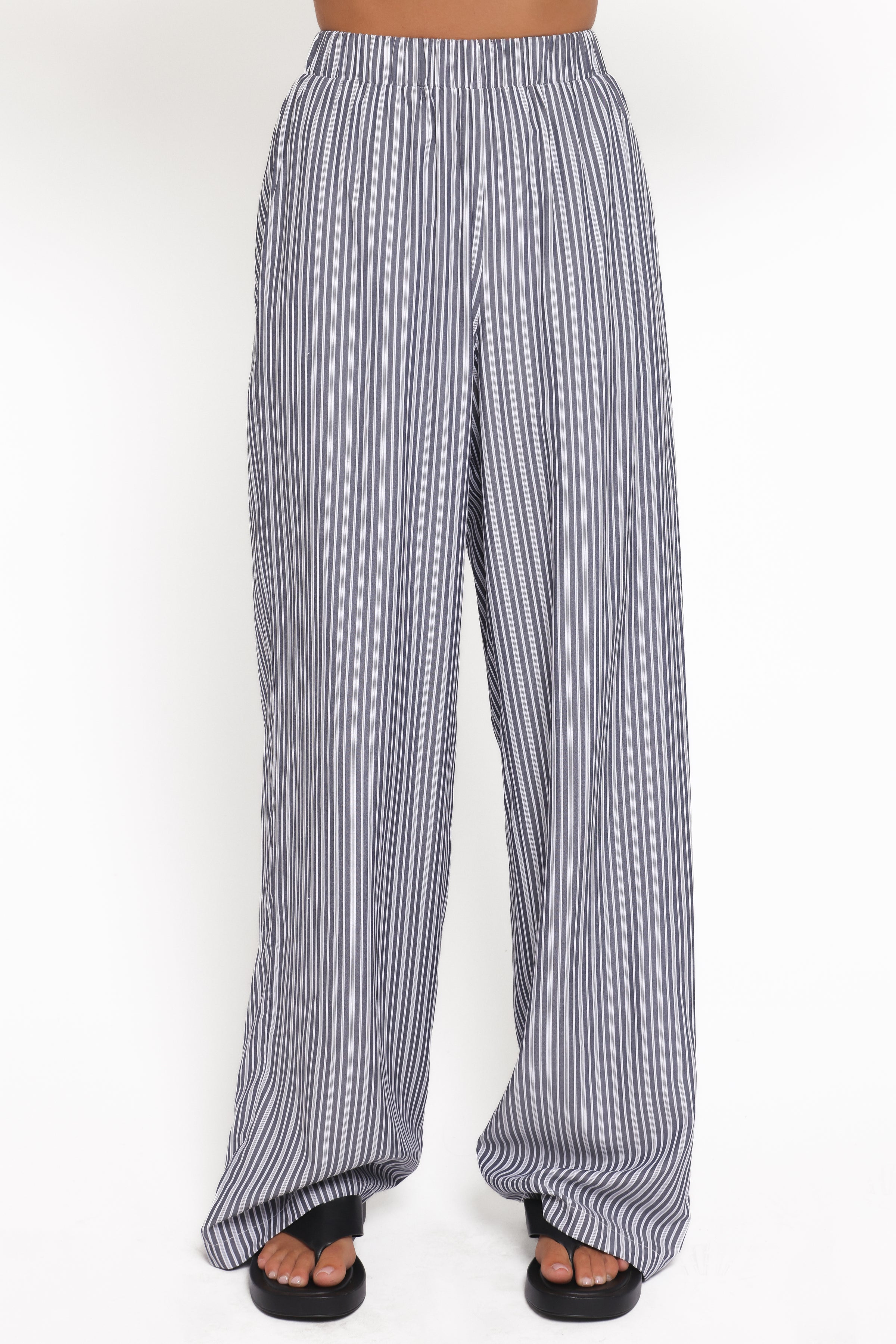 SETS Melanie Pant Set - Charcoal Stripe