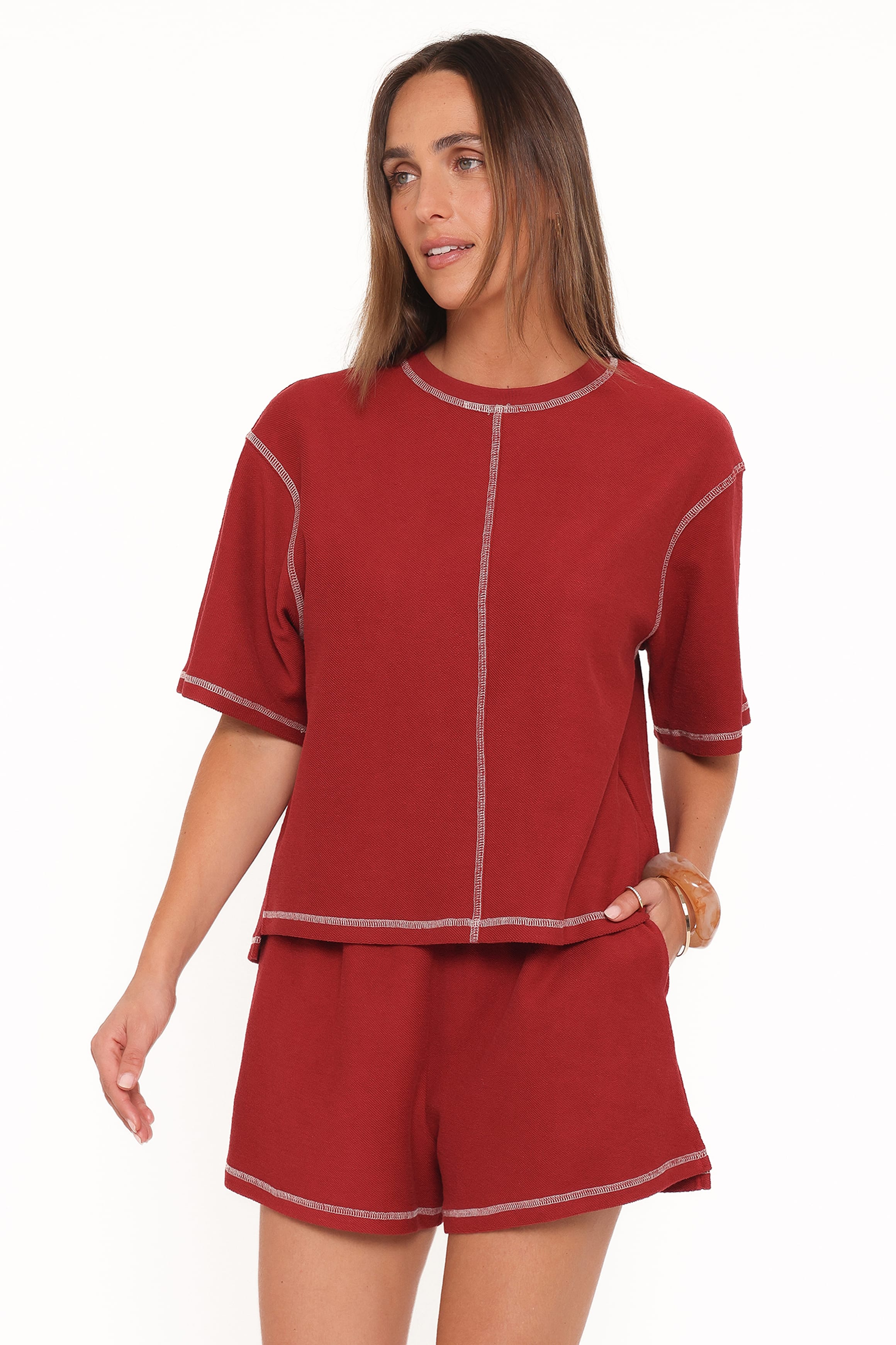 SETS Melody Knit Short Set - Burgundy