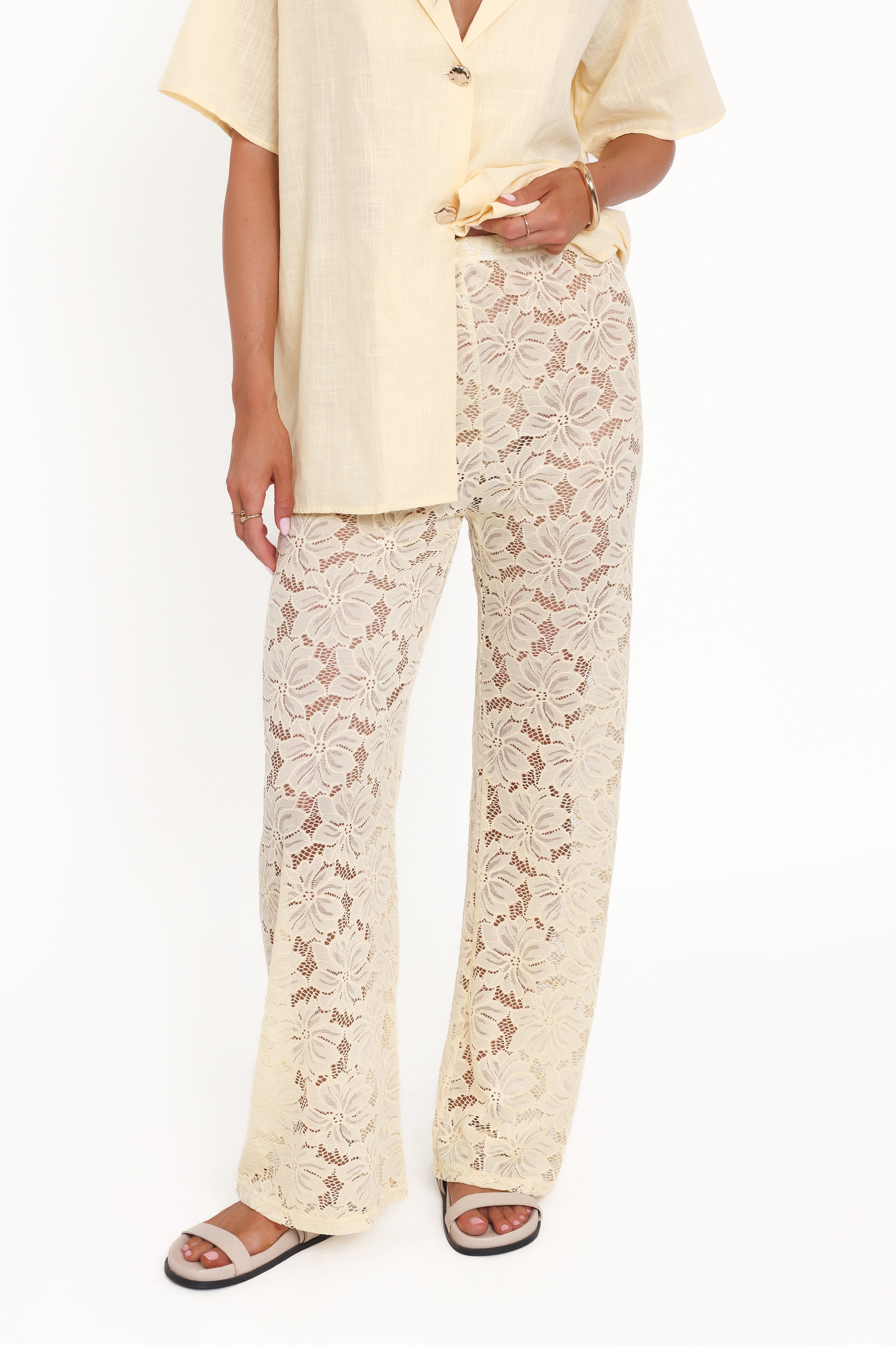 SETS Mindy Lace Pant Set - Yellow