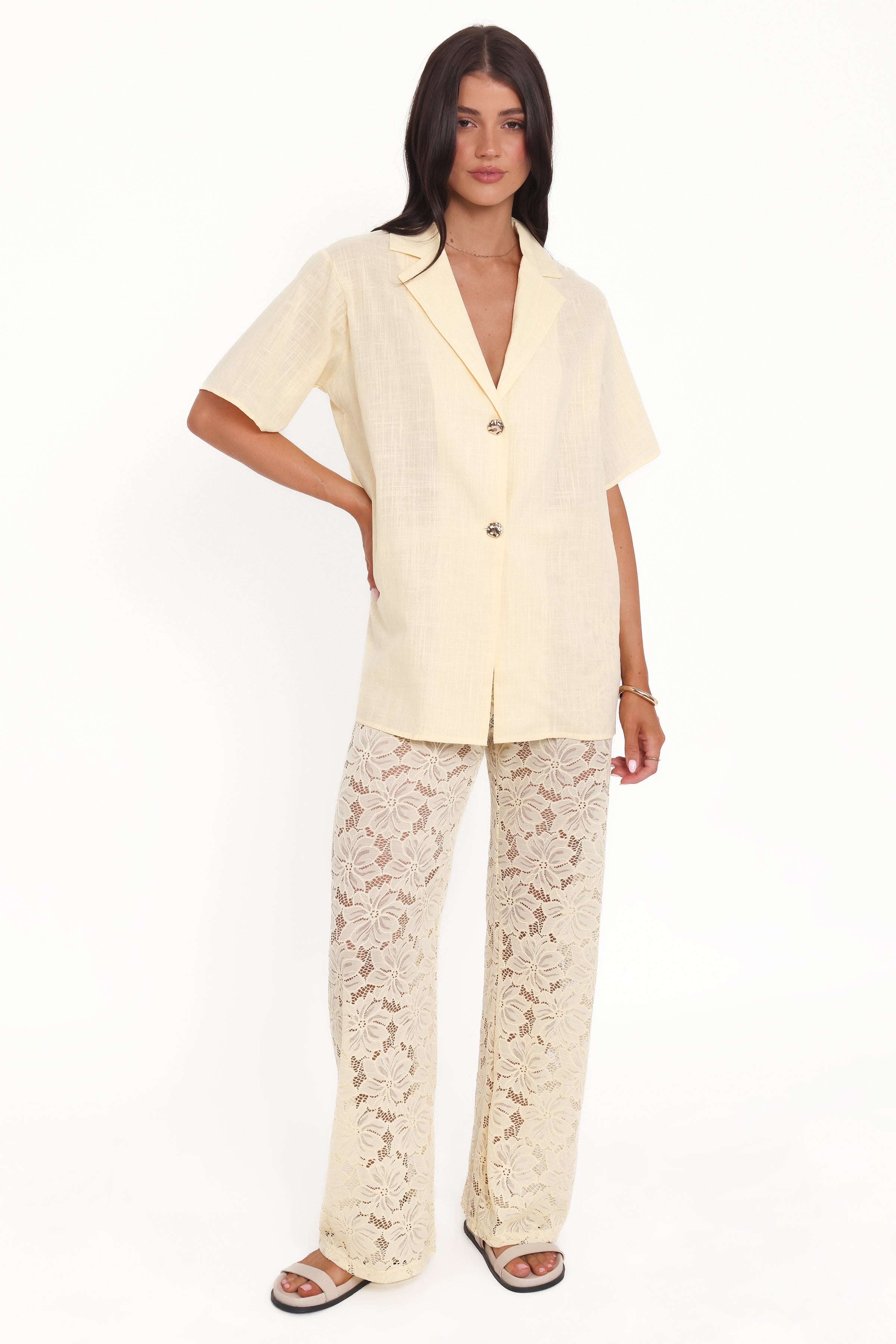 SETS Mindy Lace Pant Set - Yellow