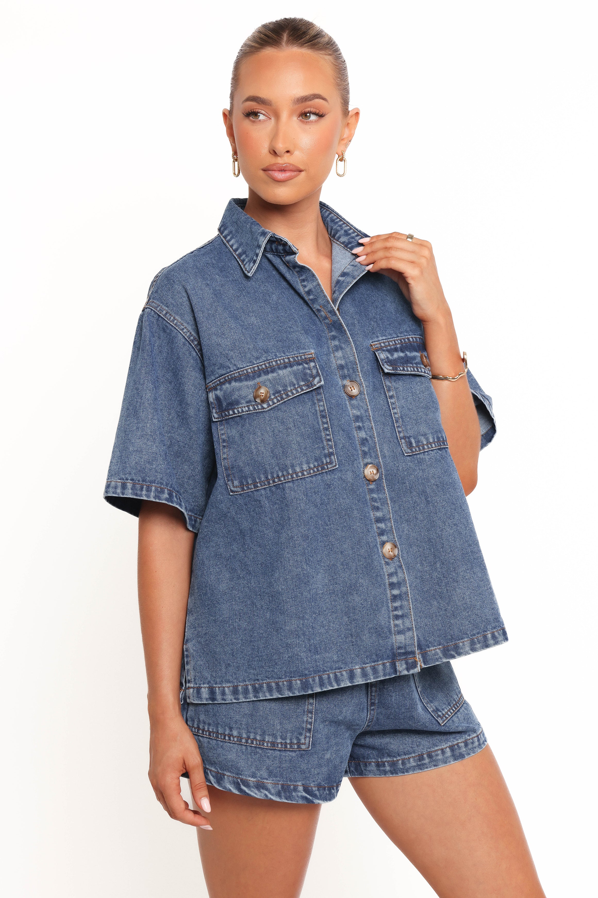 SETS Noor Denim Short Set - Dark Blue