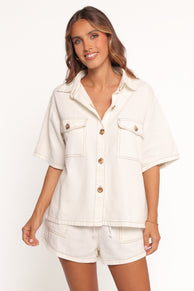 SETS Noor Denim Short Set - White