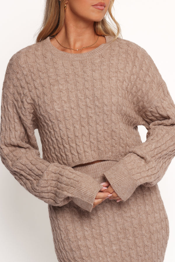 SETS Reid Cable Knit Skirt Set - Taupe