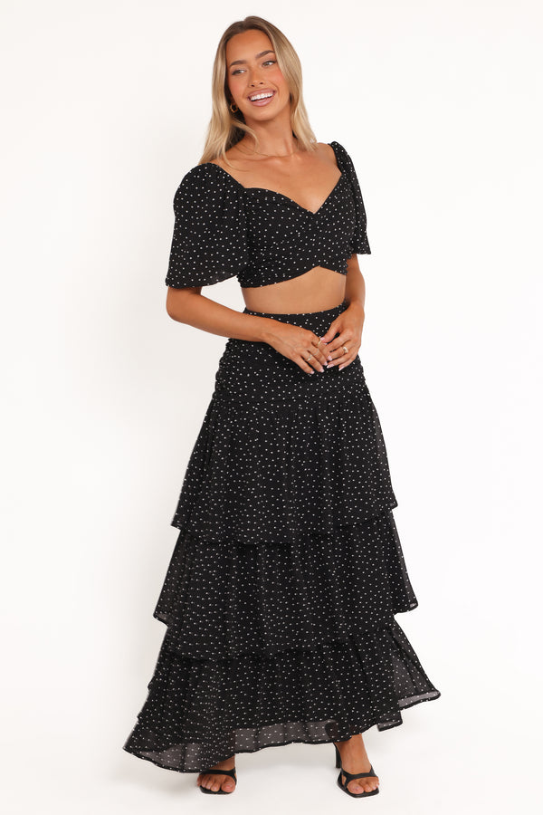SETS Selina Skirt Set - Black Polka Dot