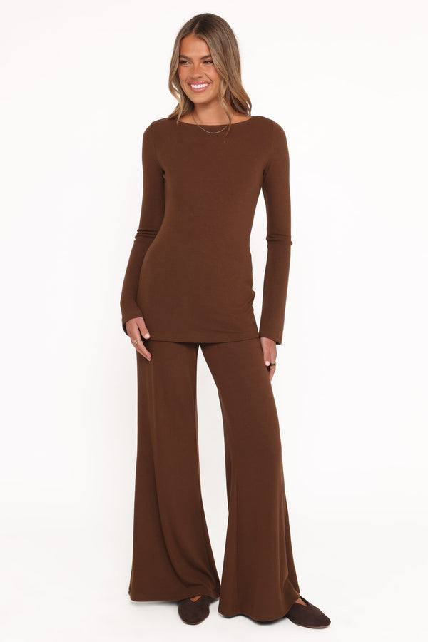 SETS Selly Knitted Pant Set - Brown