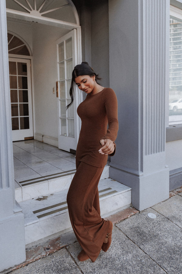 SETS Selly Knitted Pant Set - Brown
