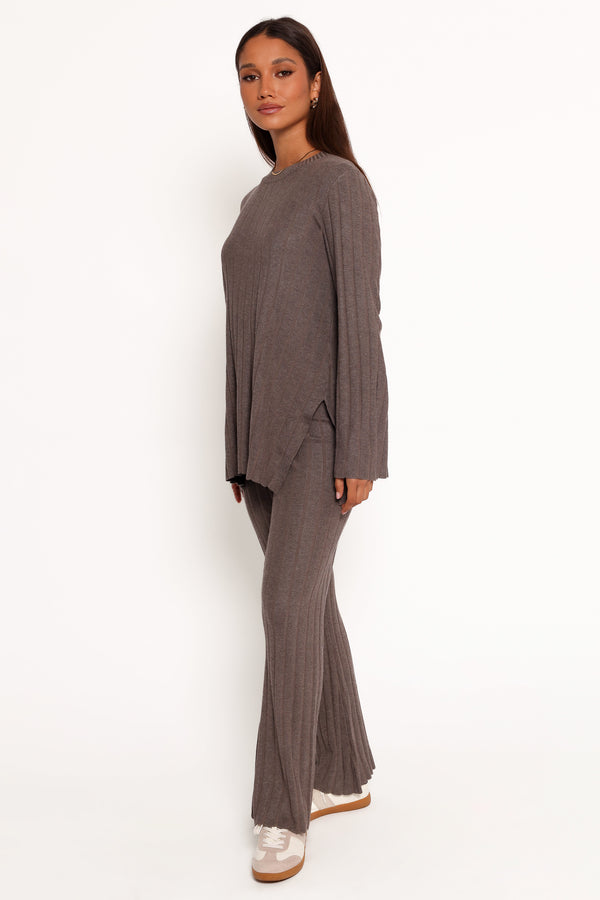 SETS Silvie Long Sleeve Knitted Set - Charcoal Grey