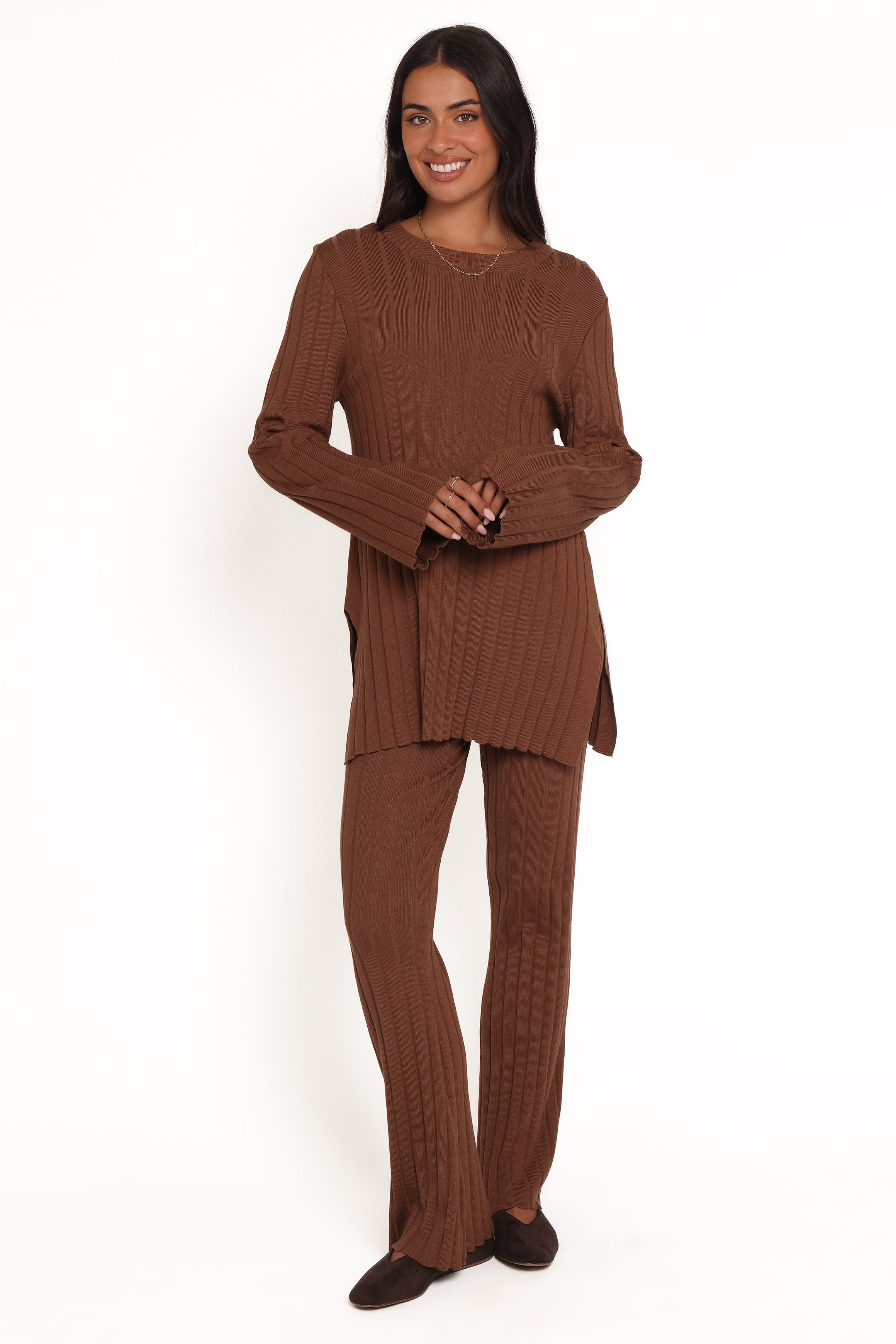 SETS Silvie Long Sleeve Knitted Set - Chocolate