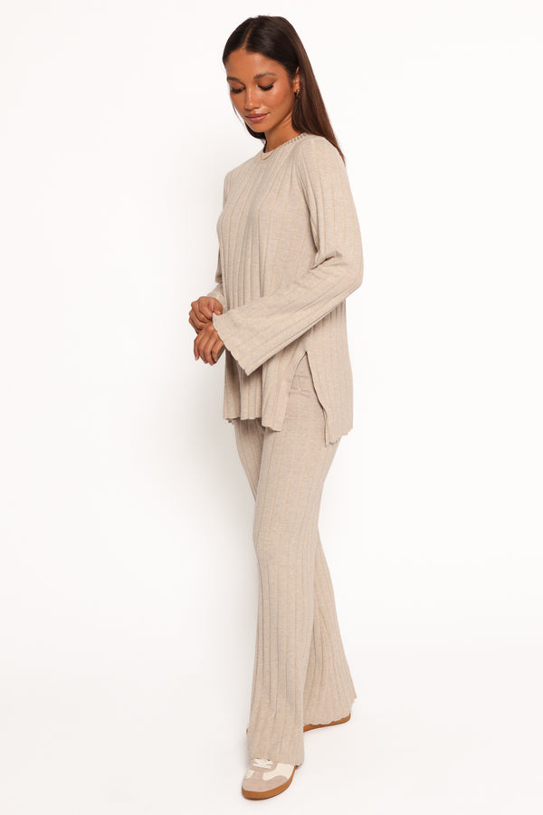 SETS Silvie Long Sleeve Knitted Set - Oatmeal