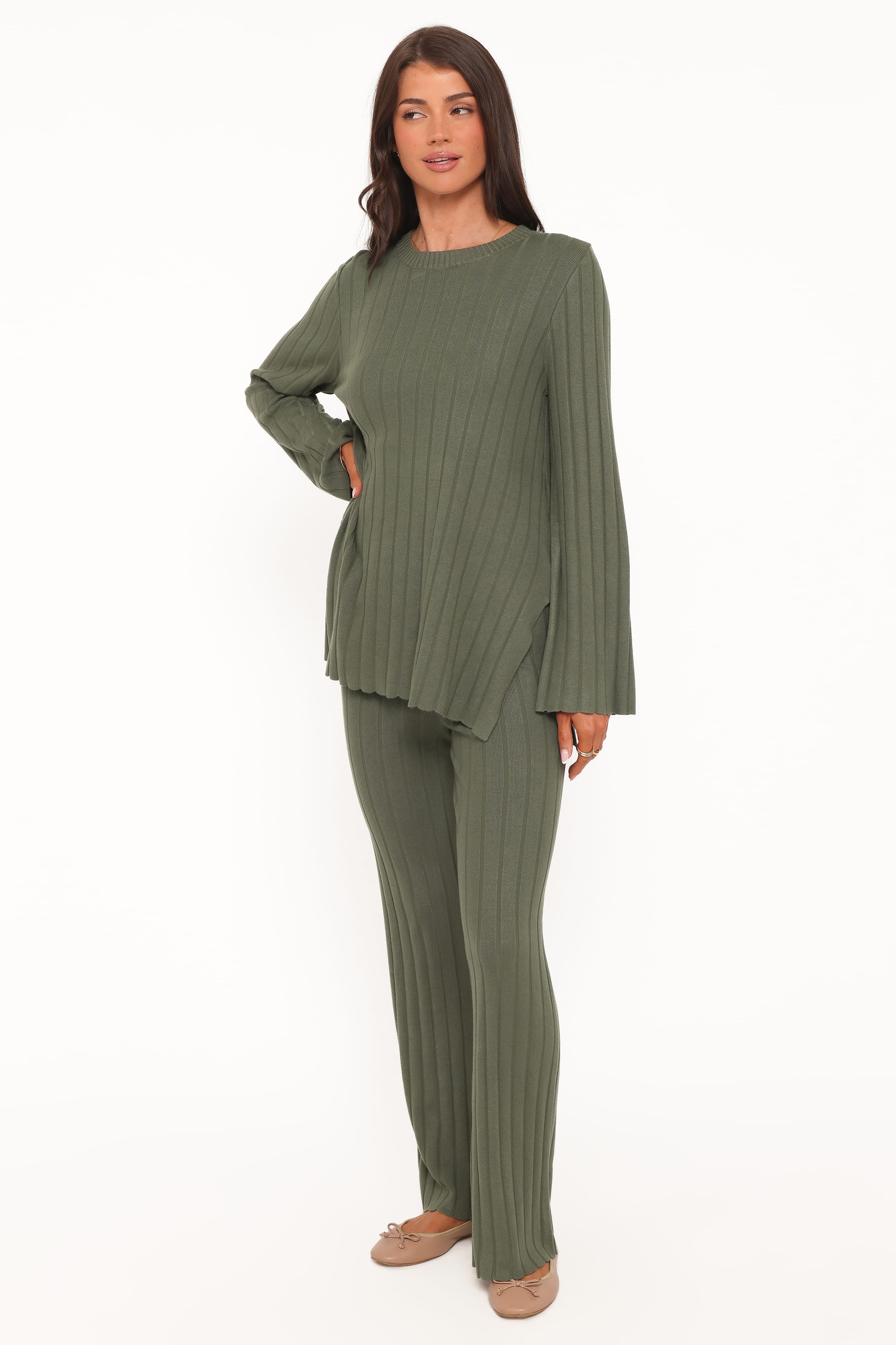 SETS Silvie Long Sleeve Knitted Set - Olive