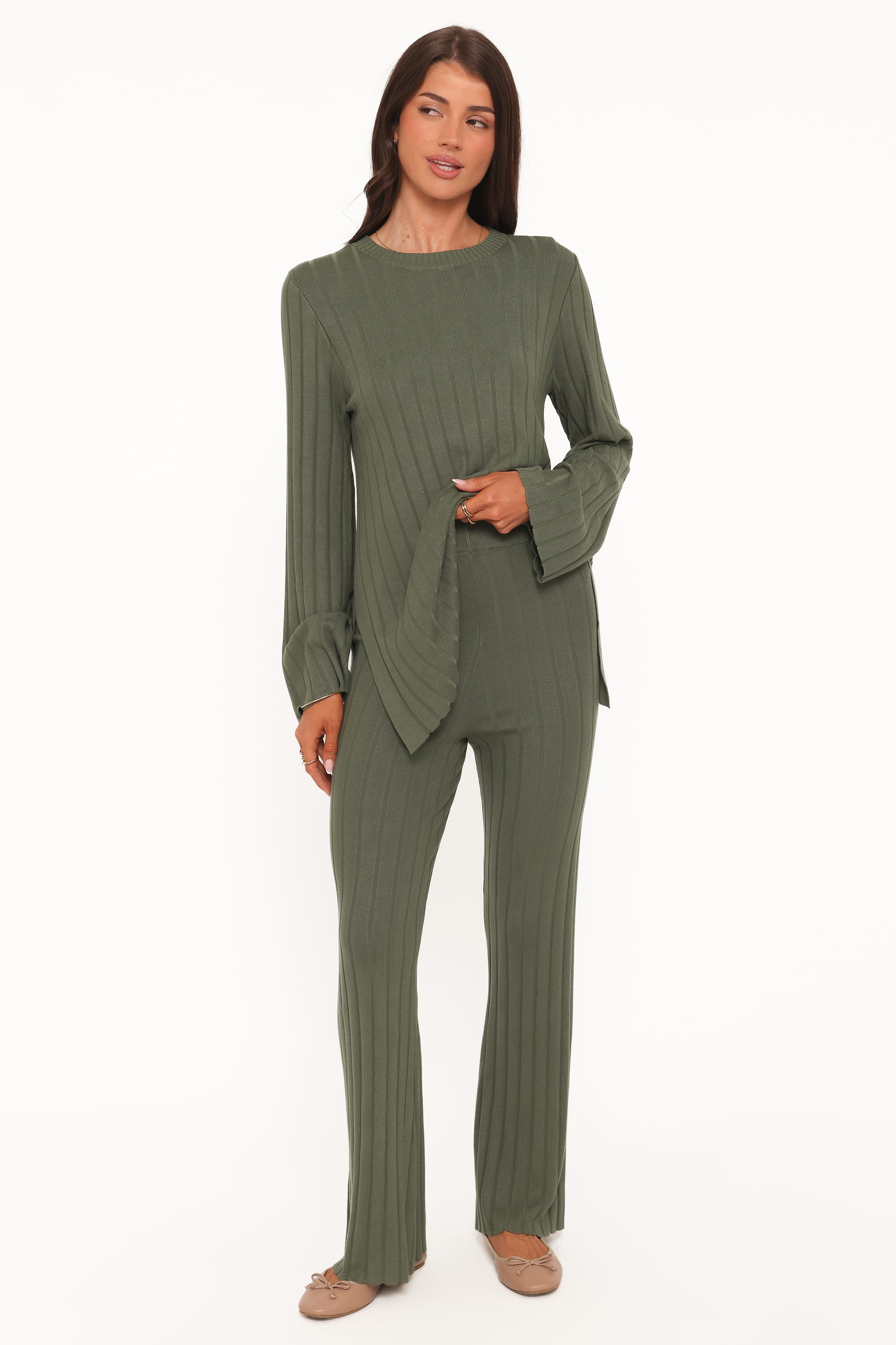SETS Silvie Long Sleeve Knitted Set - Olive