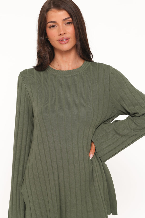 SETS Silvie Long Sleeve Knitted Set - Olive