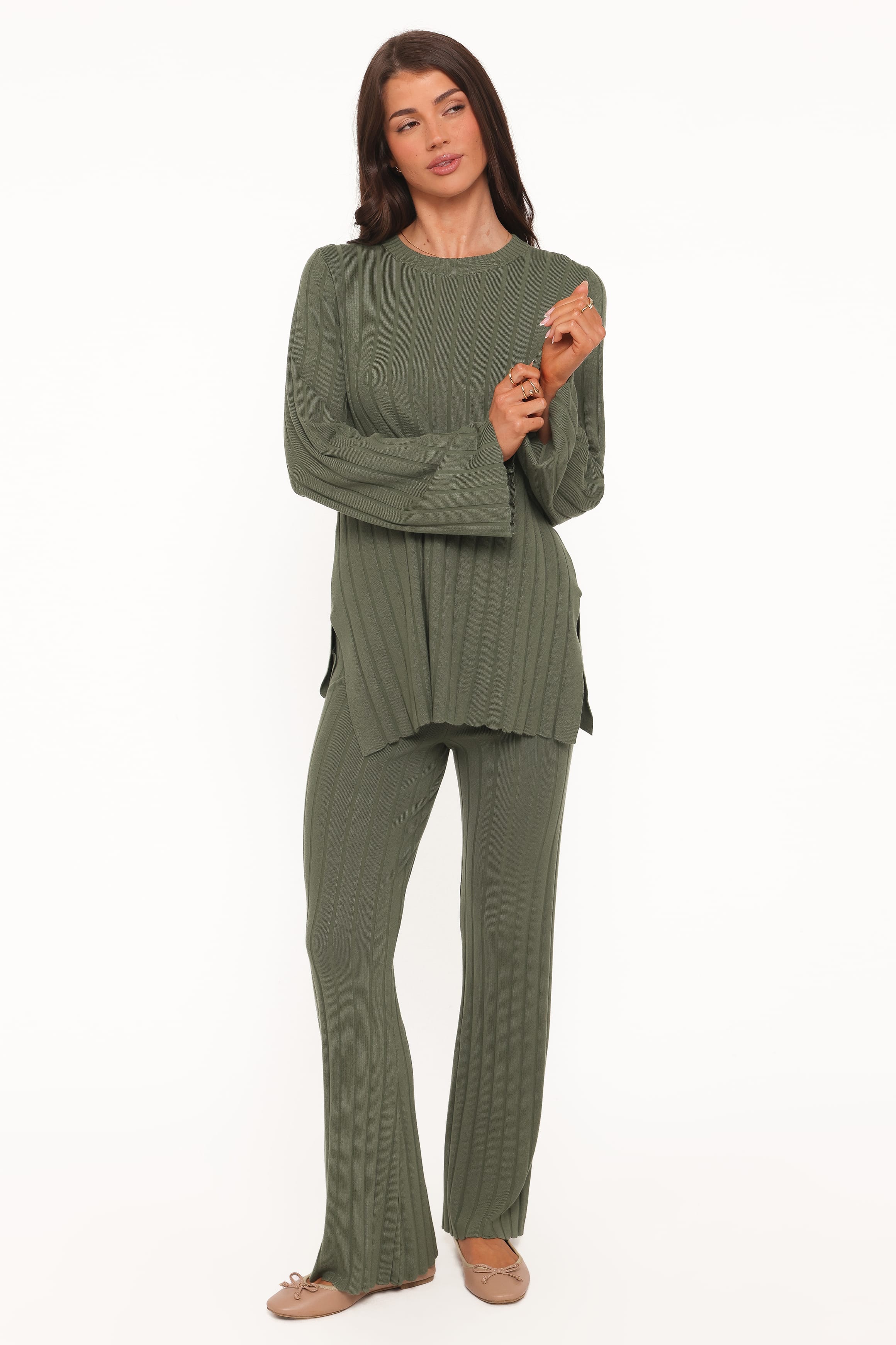 SETS Silvie Long Sleeve Knitted Set - Olive