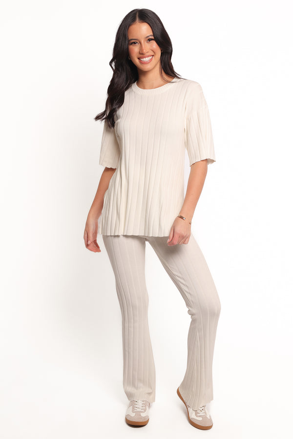 SETS Silvie Short Sleeve Knitted Set - White