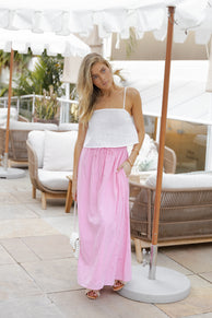 SETS Simone Skirt Set - White Pink