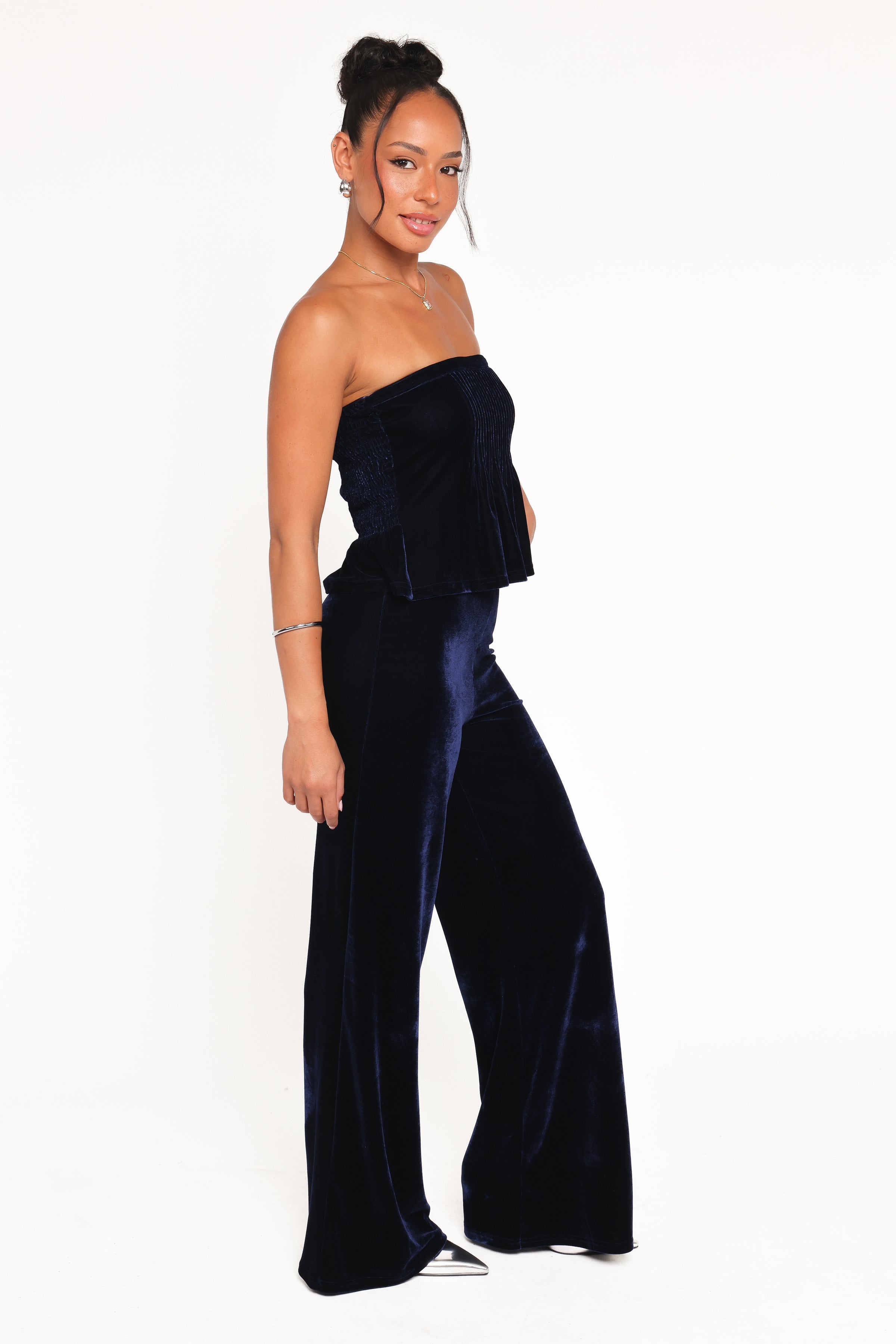 SETS Sutton Strapless Pant Set - Midnight Blue Velvet
