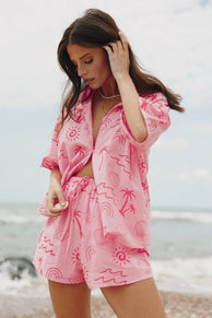 SETS Tally Short Set - Pink Red